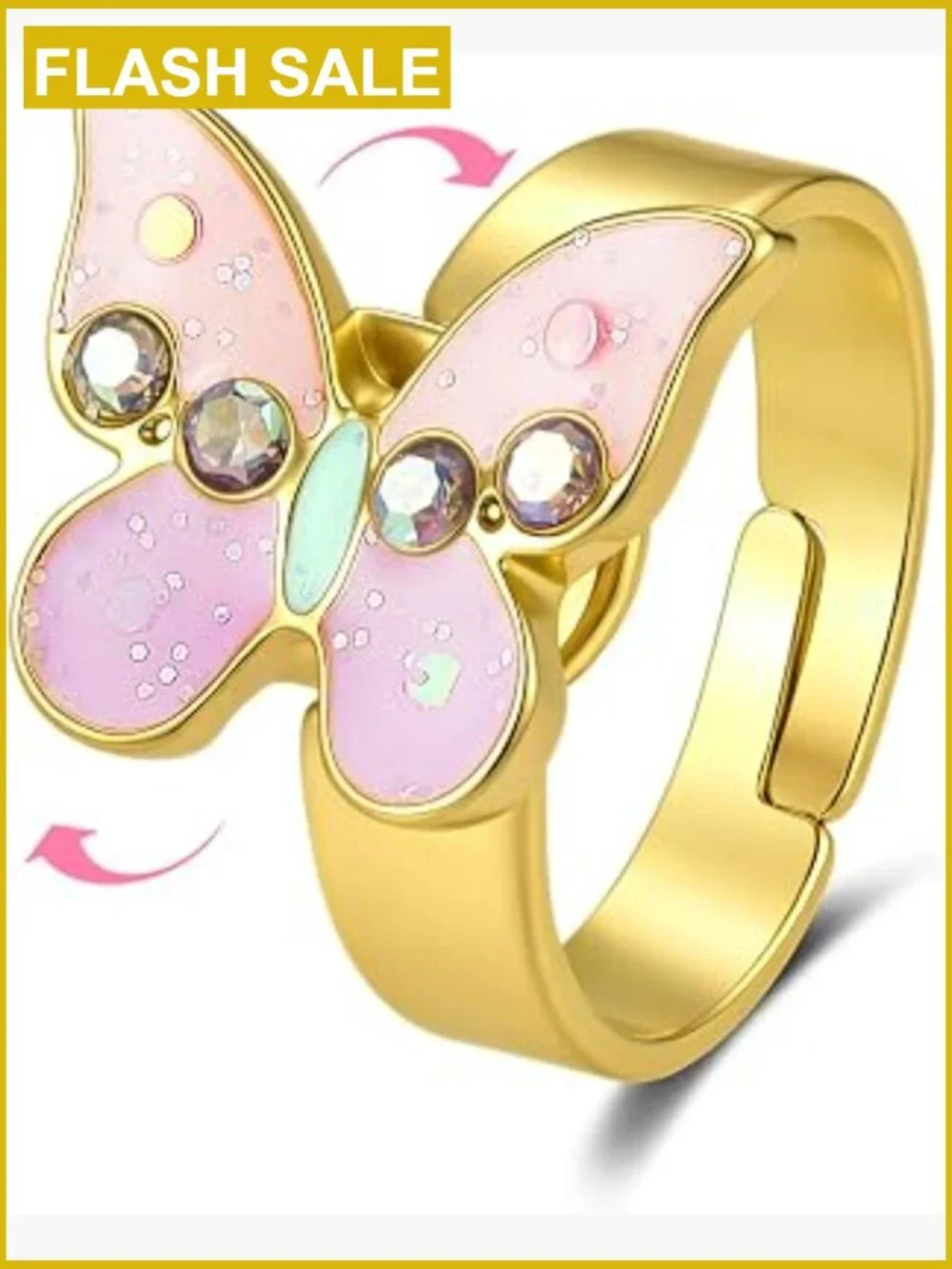 Adjustable 18K Gold Plated Fidget Spinner Ring for Focus and Anxiety Relief